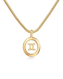PAVOI 14K Gold Plated Women's Floating Astrology Pendant Necklace with Zodiac Charm