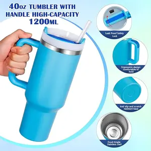 Quencher H2.0 Tumbler with Handle and Straw 40 oz | Flowstate 3-Position Lid | Cup Holder Compatible for Travel | Insulated Stainless Steel Cup