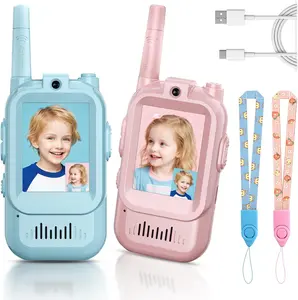 2 Pack Video Walkie Talkies for Kids, Rechargeable Video Intercom Kids Walkies Talkies, Indoor Outdoor Toys for Family Games, Outside, Camping, Hiking for Boys Girls Ages 3-12,Perfect Gift for your Kids