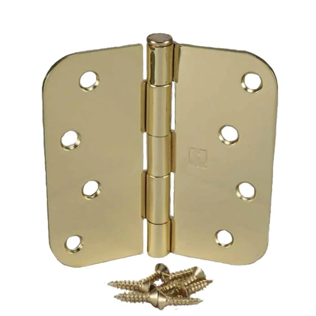 Hager Hinge RC184243EA58 4 x 4 in. 0.625 in. Radius Full Mortise Residential Plain Bearing Hinge, Bright Brass