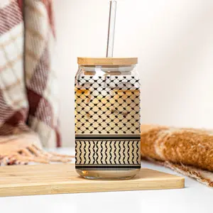 Keffiyeh Glass Cup Palestine Keffiyeh  Glass Cup Coffee cup