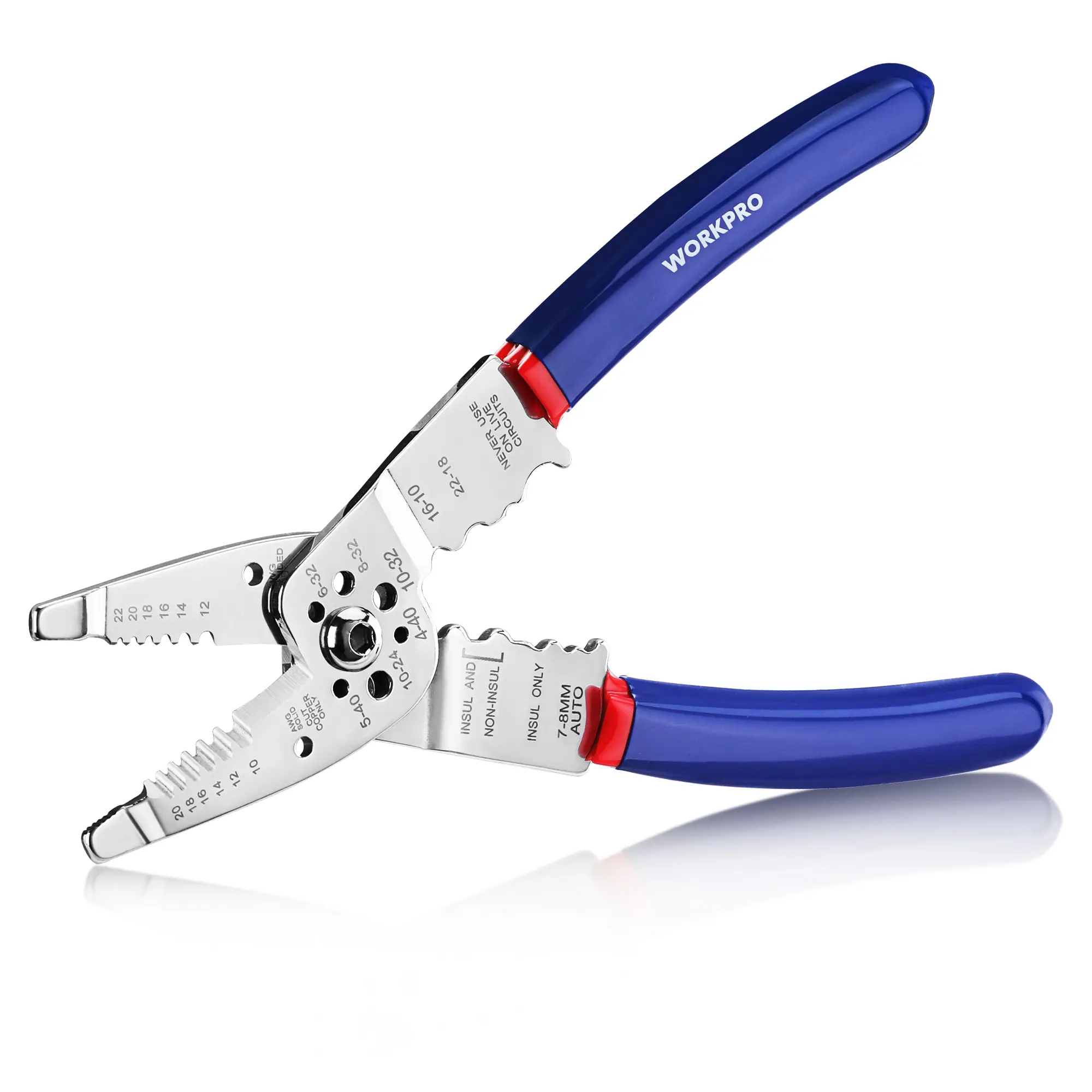 #backtoschool WORKPRO 8" Wire Stripper/Wire Crimping Tool, Wire Stripper Tools for 10-22 AWG,Wire Cutter, Wire Crimper, Cable Stripper, Wiring Tools and Multi-Function Hand Tool with Titanium Coated