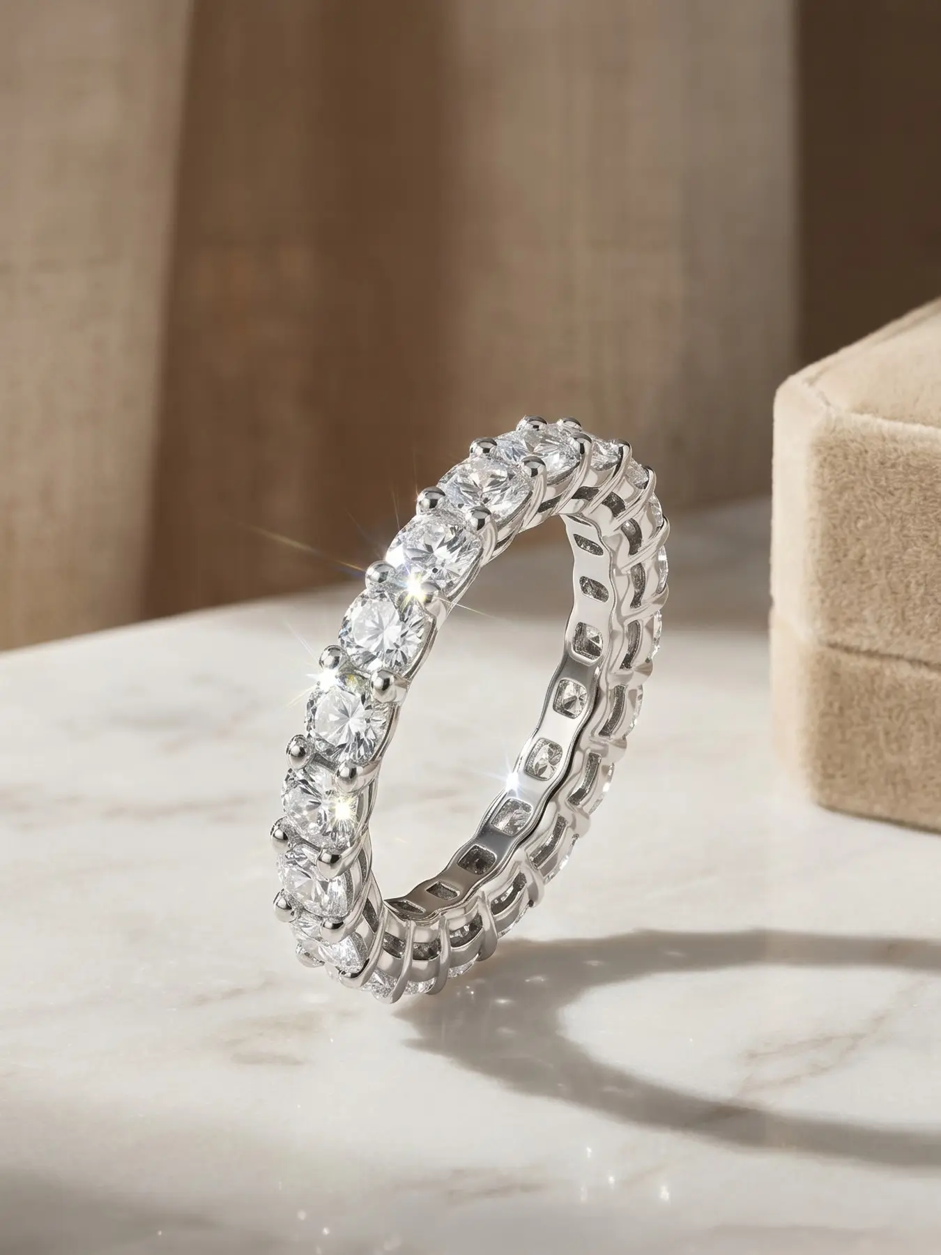2 Pcs Full Paved Eternity Rings, 14K Gold Plated Women's Eternity Band, Hypoallergenic Stackable Wedding Band for Love, Elegant Fashion Rings Jewelry Suitable for Daily Wear & Party Outfits #Ideal Gift for Her/Him