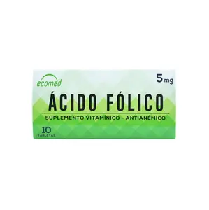 Acido Folico El Salvador - 10 Tabletas - Suplemento Vitaminico - Anti-anemic Vitamin Supplement