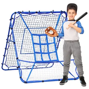 Winthai 5×4FT Baseball Pitching Rebounder Net, 9 Hole Batting Target Softball Training Hitting Nets with Strike Zone, Adjustable Bounce Rebound Pitch Back Trainer Net, Practice Equipment for Backyard