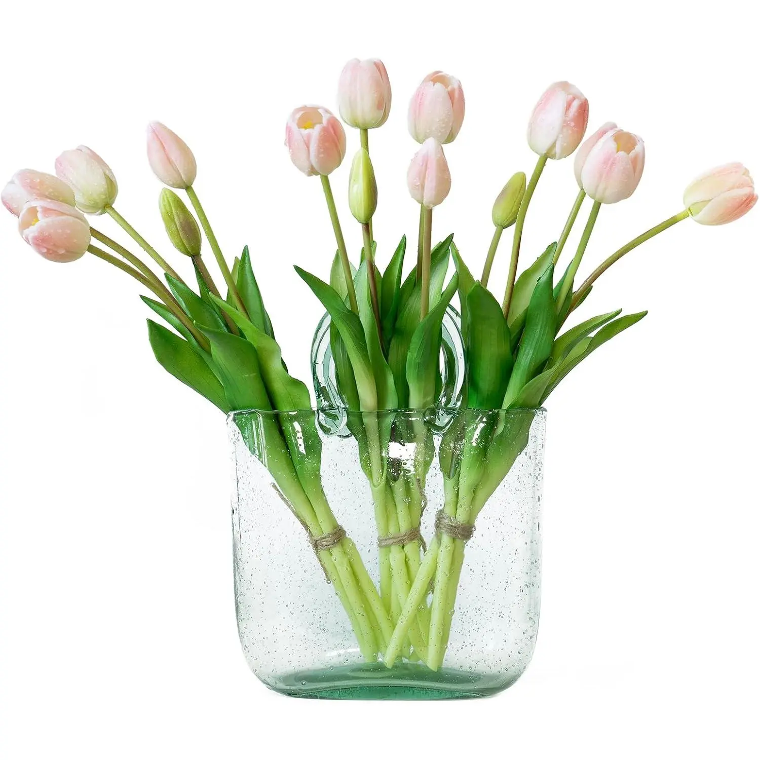 Pink Gum Tulip 5-Piece Latex Real-Touch Artificial Bouquet, Floral Decor for Juneteenth, Carnival, Music Festival, Daily Home & Wedding Decorations, 5 Pieces