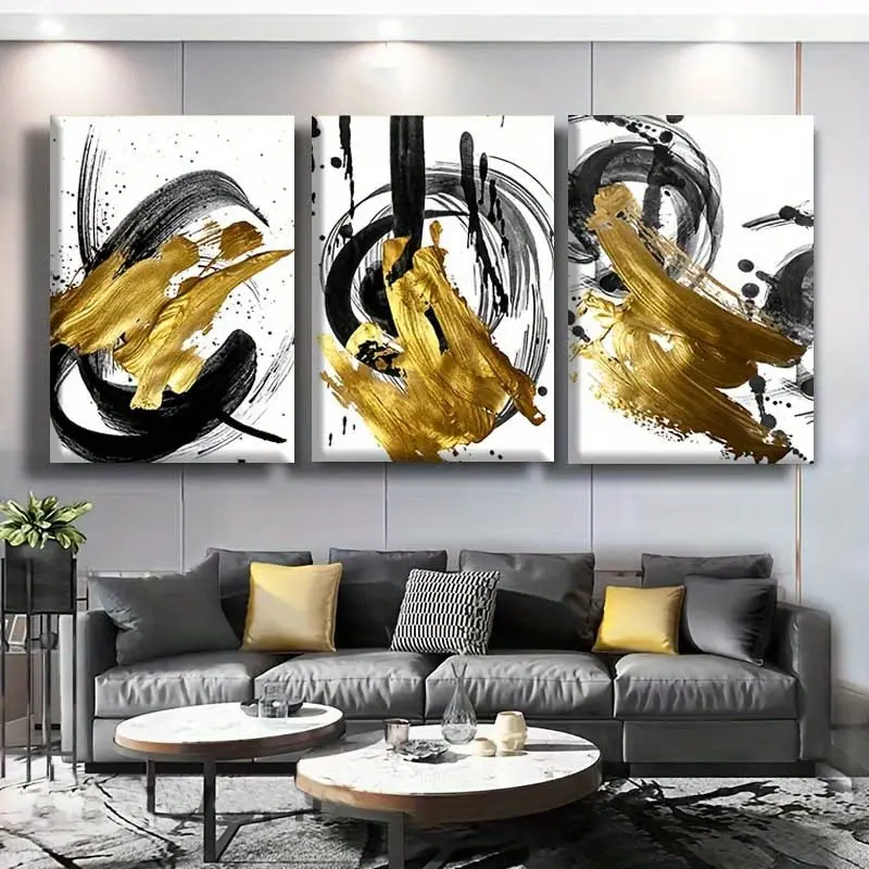 3-Piece Calligraphy Pattern Canvas Painting - Artistic Decorative Contemporary Art Wall Picture for Home Living Room, Bedroom Decoration