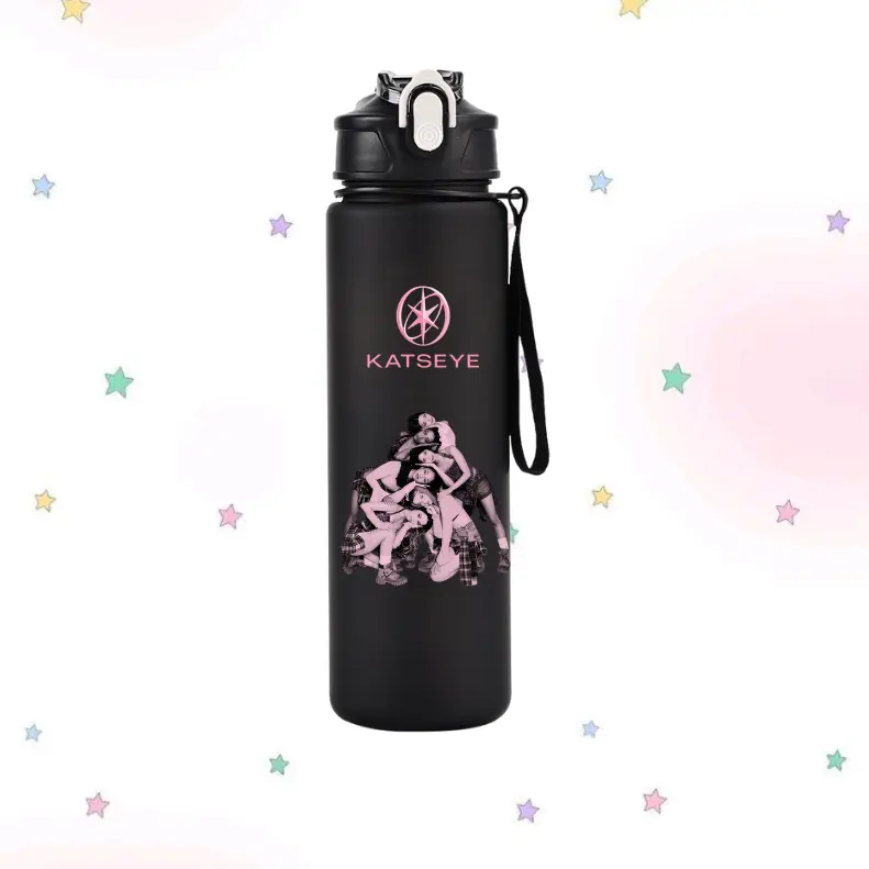 KATSEYE Kpop Water Bottle | Reusable Drinking Bottle with Carry Strap