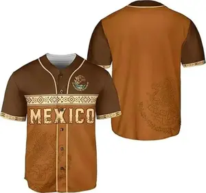 Mexico Baseball Jersey – Eagle Emblem Street Style Button Up Shirt, Mexican Inspired Streetwear