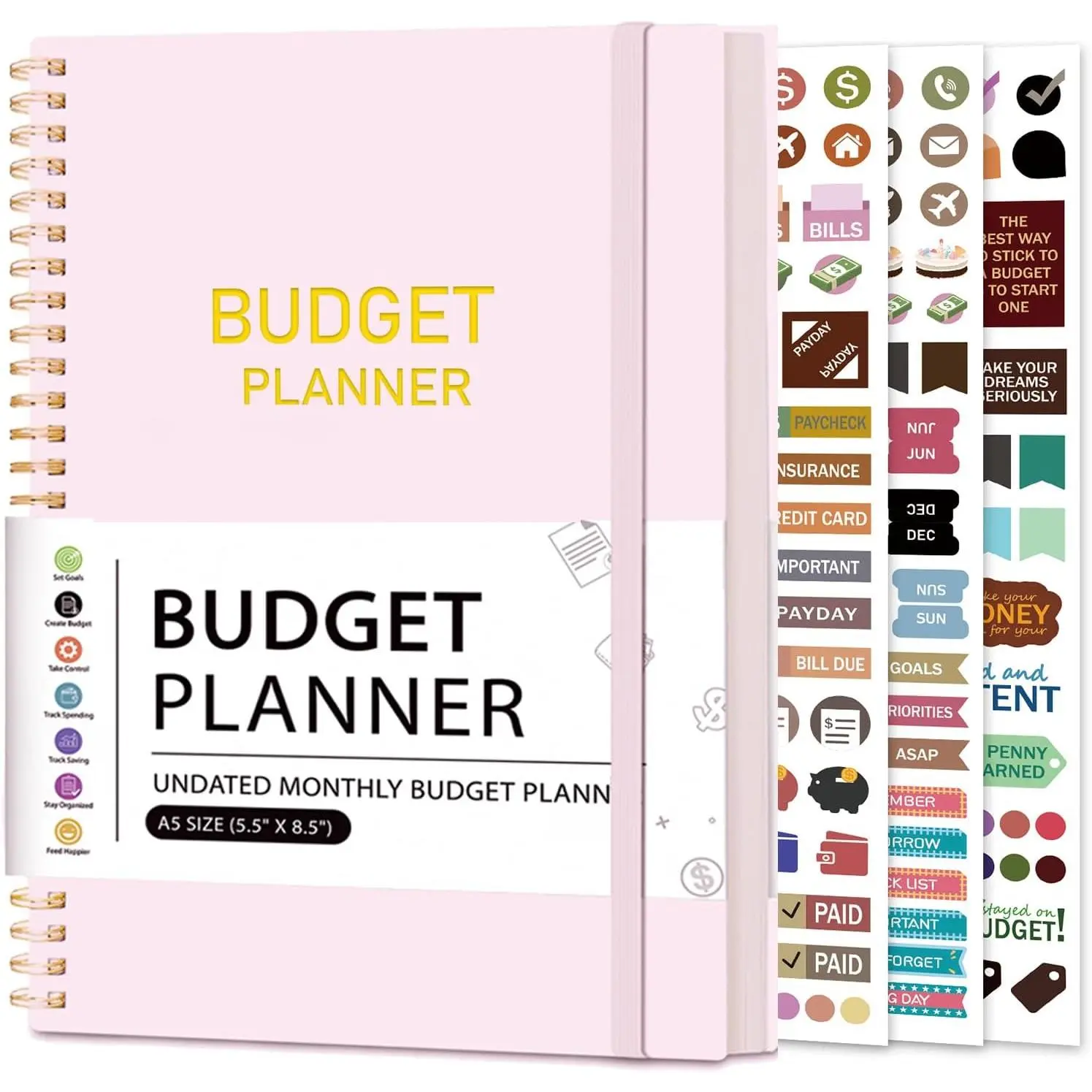 Budget Planner - Monthly Budget Book Undated with Expense & Bill  - Undated 12 Month Financial Planner/Account Book calendar organizer to Take Control of Your