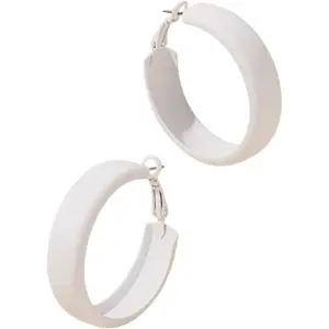 Matte Round Hoop Earrings Large Retro Neon Color Circle Earrings Multicolor Pierced Classic Lightweight Loops for Women Party