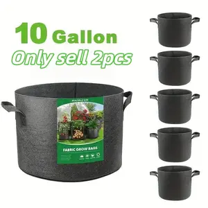 2 Pack Fabric Plant Grow Bags, Planting Bags, 10/15 Gallon Versatile Size Options Breathable Handles, Ideal for Vegetable & Flower Gardening, Durable Design, Portable Garden Planters