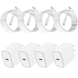 For iPhone Fast Charging Kit | 20W PD USB-C Wall Charger with 10FT USB-C to Lightning Cable | Compatible with iPhone 14 13 12 11 Pro Max XS XR SE AirPods iPad