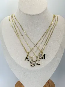 14k Gold-Plated Cuban Chain Initial/Letter Necklace Alphabet Pendant