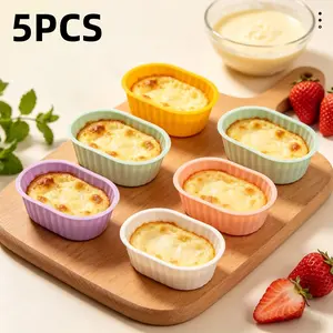 5-Piece Air Fryer Baking Molds Set, Food-Grade Silicone Cups, Non-Stick Easy Release, Perfect for Eggs, Pancakes, Cupcakes, Pudding, Tart, Custard