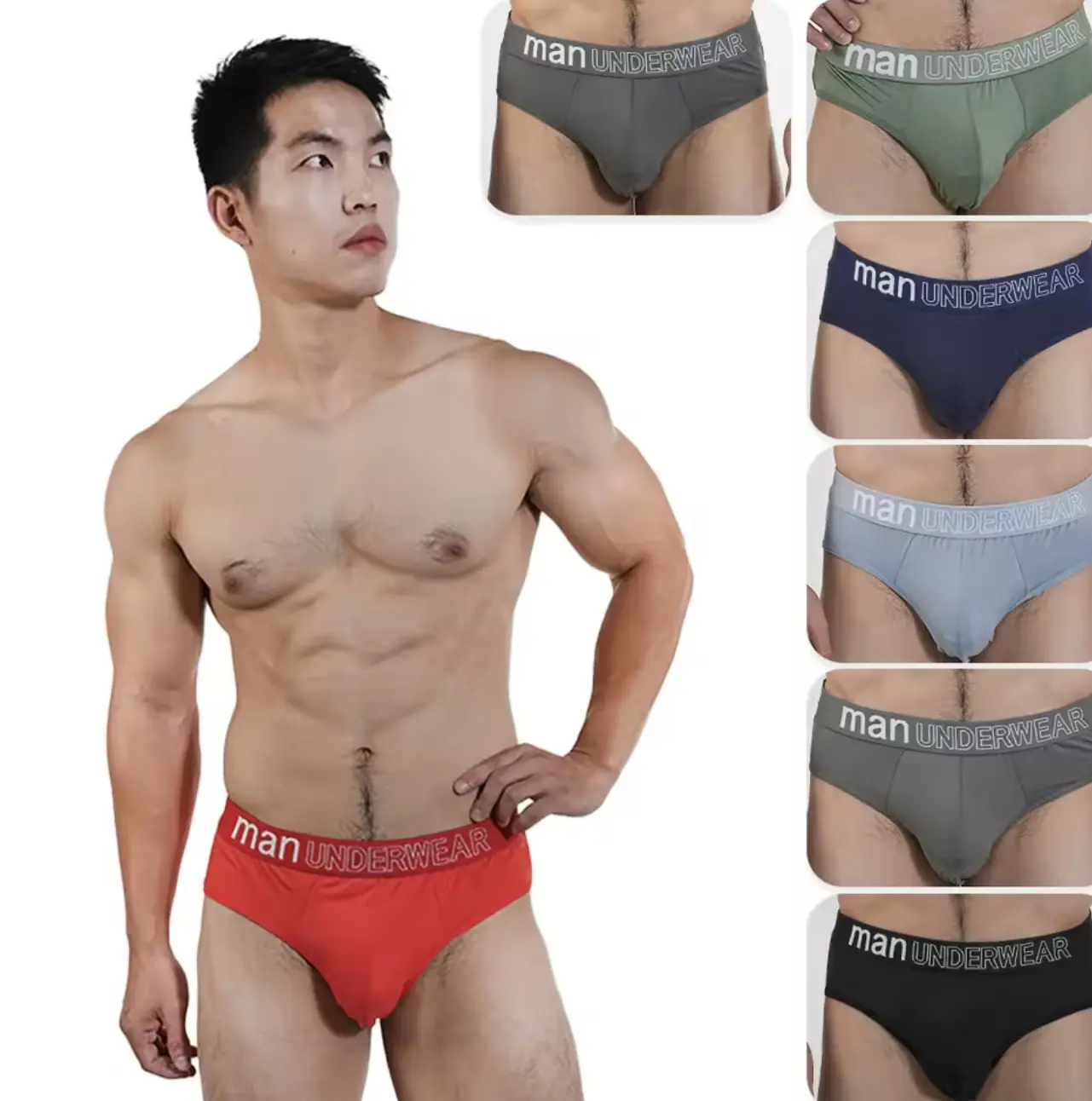 6pcs Men's Sexy Briefs Student Fashion Underwear Men's Panties Breathable Elastic Large Size Male Underpants Letter waist print