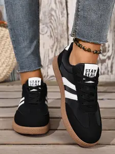 Women's Spring Autumn New Style PU Textile Sneakers, Retro Fashion Breathable Comfort Casual Shoes, Trendy Walking Sneakers, Thick Soled Sneakers, Thick Sole Anti-Slip Lightweight, Stylish Sneaker