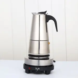CNCEST Electric Coffee Maker Set Stainless Steel Espresso Coffee Pot with Electric Stove 5-Temperature Settings Fast Brewing for Home Office & Gifting