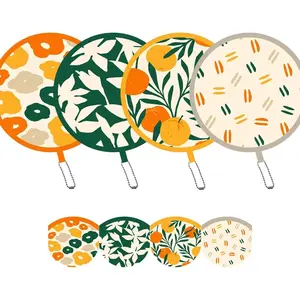 4 Pack 4 Abstract Painting Folding Hand Fans, Compact Purse Fans for Women, Stowable Handheld Fan for Concert, Travel, Indoor & Outdoor Activities (Summer