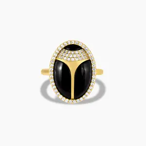 Elevated Scarab Black Onyx Ring