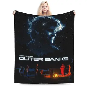 An Outer Banks printed flannel blanket, super soft, cozy, warm, machine washable, perfect for your living room, office or sofa 50*40