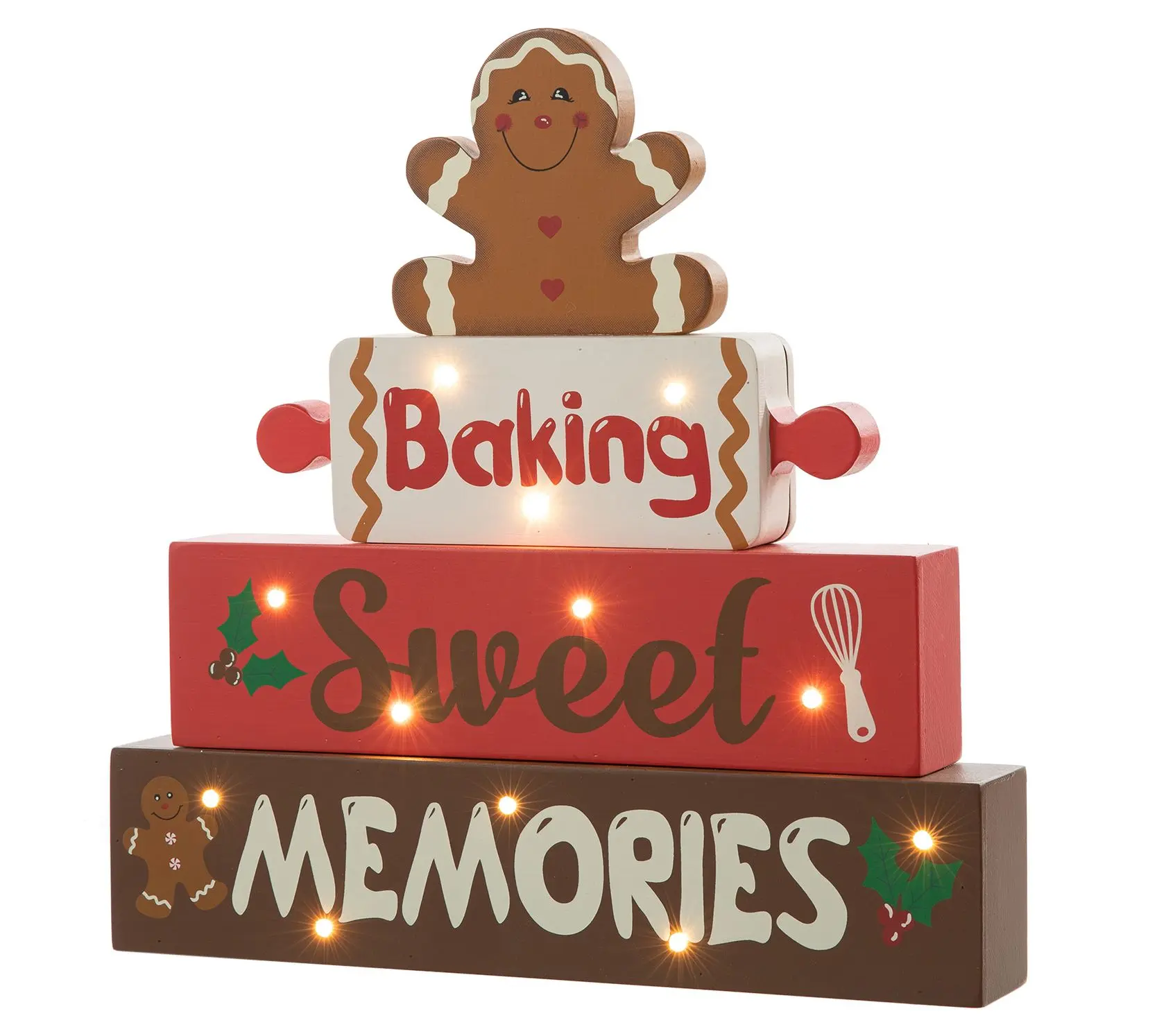 Glitzhome 12"H Lighted Christmas Gingerbread Man Table Decor