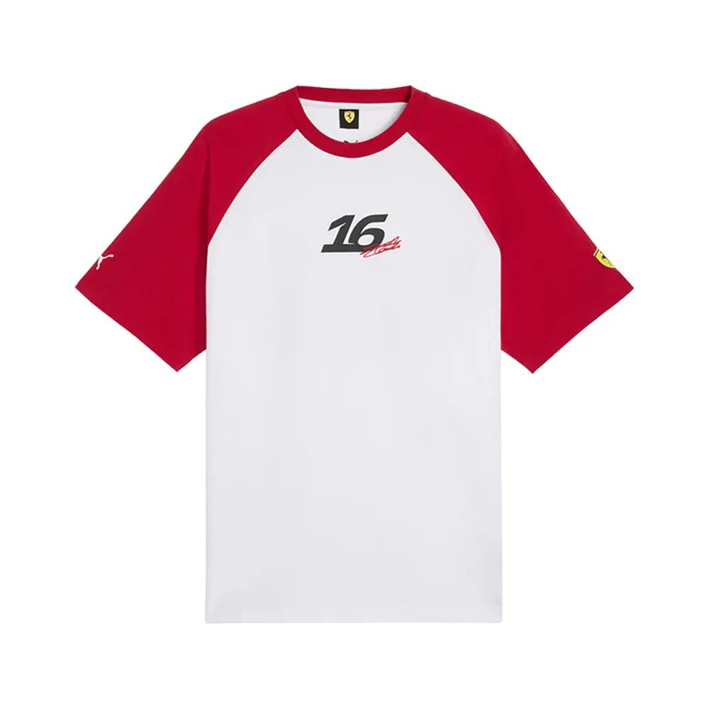 PUMA Mens Scuderia Ferrari Fanwear Leclerc Crew Neck Short Sleeve Casual Tops Casual - White