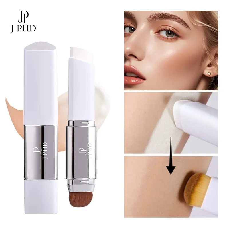 J-PHD Cover Cream Stick V White - Volufiline-Infused Color-Changing Dual-Ended Foundation Stick with Detachable Brush, Medium to Full Coverage Dewy Skin Airbrush Makeup Concealer & Foundation, 13g (0.04 oz) Cosmetic