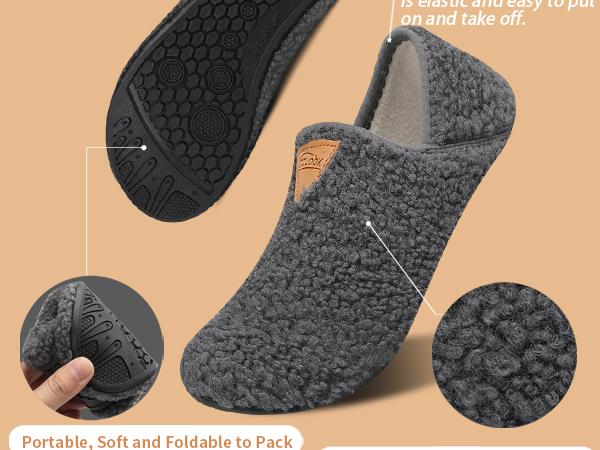 Women's & Men's Cotton Cloth Home Slippers - Soft, Plain, Round Toe Relaxed Footwear with Barefoot Feel, Warm Leather-Accented Indoor Casual Slip-Ons for Yoga & Travel