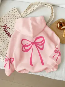 Bow Print Hoodie for Women, Casual Long Sleeve, Ideal for Spring & Winter, Comfortable and Stylish, Easy to Match Any