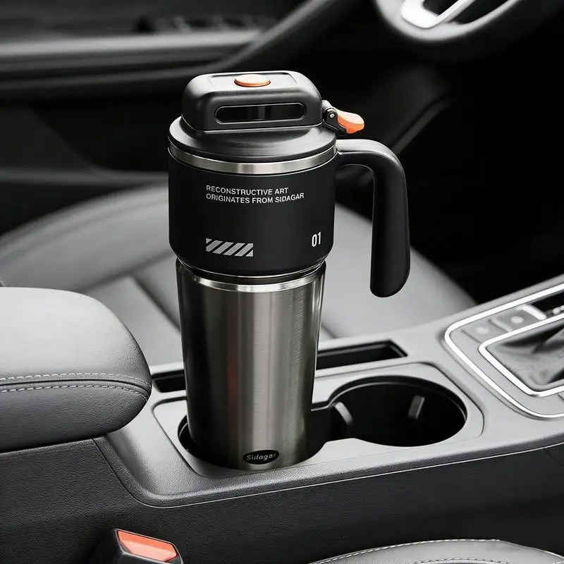 1 Count Tumbler with Handle and Straw, Vacuum Insulated Stainless Steel Travel Mug, Gamer Cup with Push-button Lid, Fits in Cup Holder, For Hot & Cold Beverages, Flasks, Thermos Cup, Insulated Cups, Thermal Cup, Drinkware