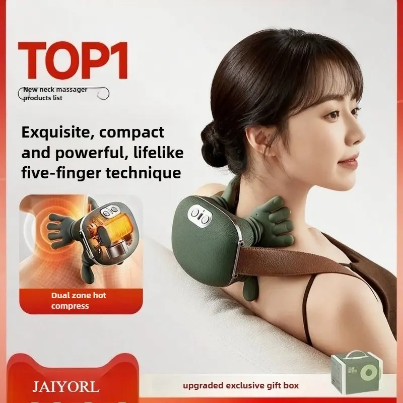 C-Type Shoulder Neck Heat Massage, Portable Hand Simulation Neck Massager, Battery-Powered, 2000mah Capacity, Ideal for Legs Relief, Usb Rechargeable Massagers, Neck Relaxer