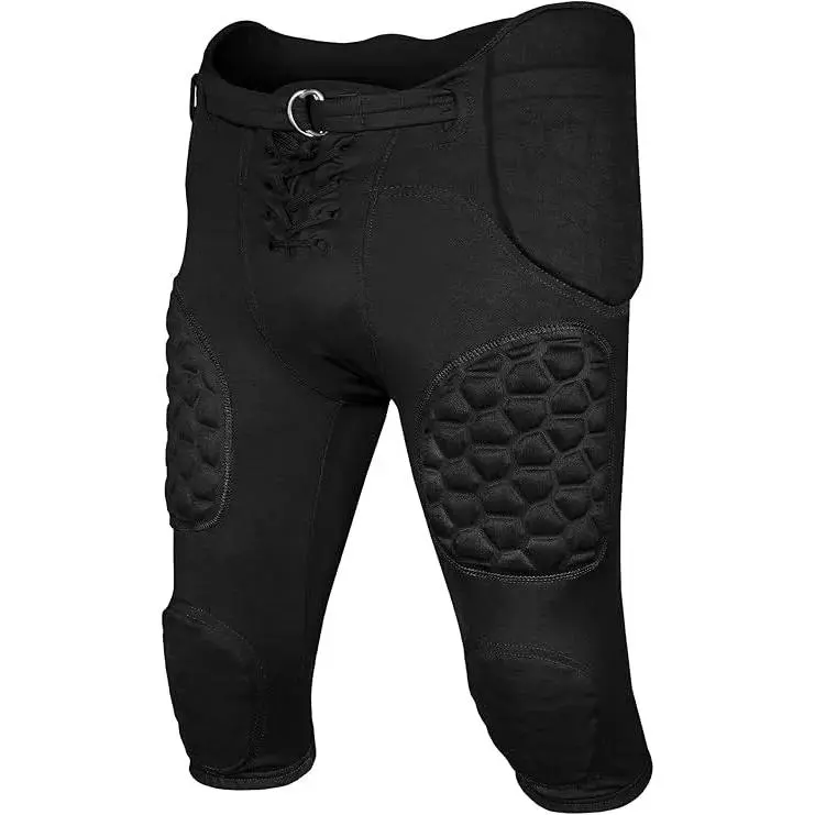 Exxact Sports Rebel Youth Compression Football Pants - 7 Integrated Pads, Lightweight Polyester Athletic Bottoms for Practice & Games