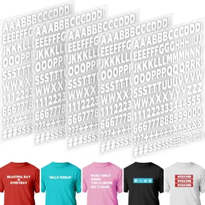 5 Sheets 830 count Iron on Letters and Numbers for Clothing, 1 Inch Iron on Vinyl Letters with A-Z Heat Transfer Letters 0-9 Iron on Numbers PU Alphabet Stickers for T-Shirt Printing DIY Craft, White
