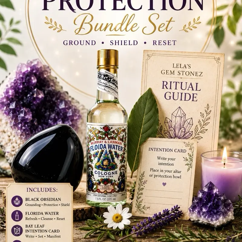 Spiritual Cleansing & Protection Florida Water Cosmetic Starter Kit - Black Obsidian Tumble, Aroma Crystal, Facial Fragrance, House Cleaner, Spiritual Incense, Scent Freshener for All Skin Types
