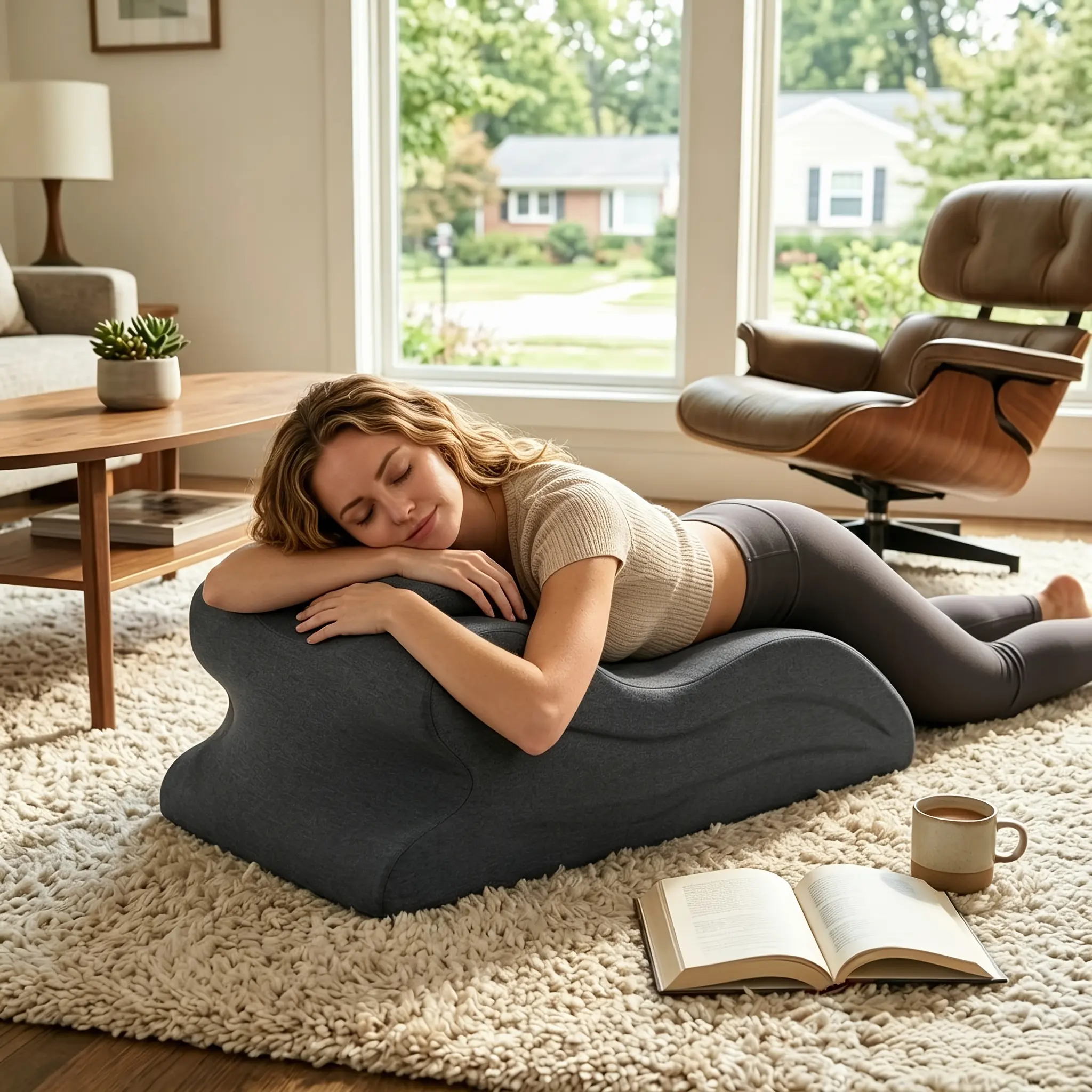 Ergonomic Bed Pillow - Multi-purpose Backrest/Prone Pillow/Lying Pillow, Neck And Back Support, Removable Pillowcase, for Sleeping Reading Office, Birthday Gift