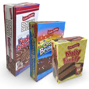 Little Debbie Mega Sized Snack Cakes Food Bundle Package - Includes Double Decker Fudge Rounds, Nutty Peanut Buddy Bars, Cosmic Chocolate Flavor Brownies - 18 Total Desserts for Cupboard Stocking