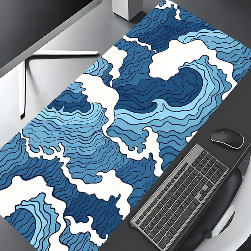 Abstract Wave Pattern Mouse Pad, Rectangle Gaming Mouse Pad, Non-slip Rubber Base Mousepad, Desk Keyboard Mat for Home Office Game Room, Aesthetic Desk Accessories, Gaming Desk Accessory, Computer Accessories For Desk