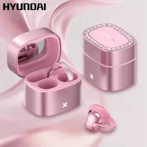 HYUNDAI C05 Fashion Clip-On Wireless Headphones with Bluetooth 6.0, OWS Open-Ear Air Conduction, Luxury Pink Diamond Jewelry Design, Lightweight & Comfortable Fit, Stylish Earbuds for Women & Girls, Ideal Gift, Compatible with Android & iOS