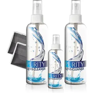 Eyeglass Lens Cleaner Kit-2 x 8oz and 1 x 2oz Lens Cleaner Spray Bottle + 2 Microfiber Cleaning Cloths-Safe for All Lenses (AR Coated Included), For Eyeglasses and Screens-Clear