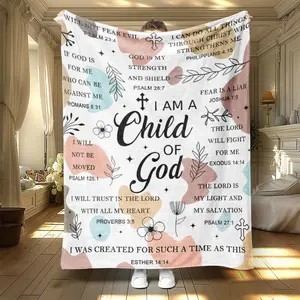 Leaf & Letter Pattern Blanket, 1 Count Soft Warm Throw Blanket, Air-conditioned Room Blanket, Warm Nap Blanket for Home Office Travel, Slogan Print Blanket, Floral Print Blanket