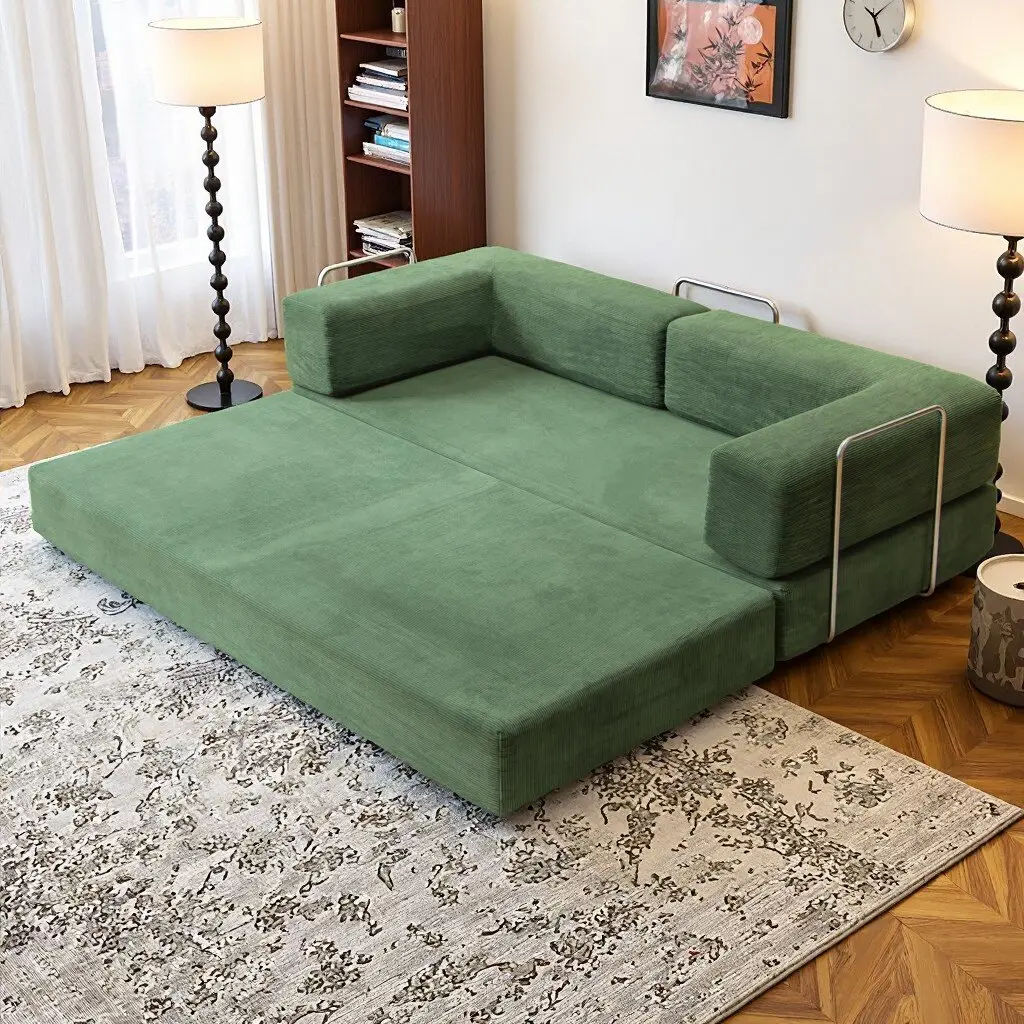 76-inch Cloud Floor Sofa Bed High-quality Corduroy Fabric Convertible with Pillow Backrest & Armrests for Living Room & Bedroom Trundle Bed#TikTokShopDealsforYouDays#TikTokShopDealsforYouDays, Corduroy Sofa Couch, Sofas Living Room