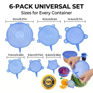 [DealsForYouDays] Universal Reusable Silicone Lids – 6 Pack Self-Sealing Food Covers for Various Container Sizes