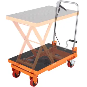 【fathersdaygift】VEVOR Hydraulic Lift Table Cart, 330lbs Capacity 28.5" Lifting Height, Manual Single Scissor Lift Table with 4 Wheels and Non-slip Pad, Hydraulic Scissor Cart for Material Handling and Transportation