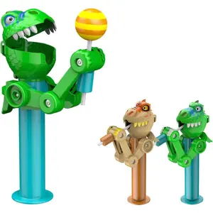 Must-Have 2-Pack Dino Candy Holders Halloween Lollipop Stand Creative Kid Toy Interactive Fun Design Ideal for Trick-or-Treat Parties Birthday Goodie Bags Kids' Playtime Gift for Ages 3 No Lollipops Included