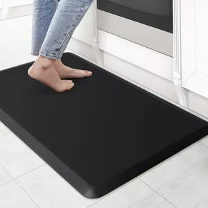 Clouds Kitchen Mat Cushioned Anti Fatigue Rug 17.3"x28" Water Resistant, Non Slip, Standing and Comfort Desk/Floor Mats for House Sink Office (Black)