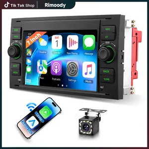 Rimoody 7-Inch HD Touch Screen Double Din MP5 - Bluetooth Car Stereos, CarPlay-Enabled with FM/AM/RDS Radio, Compatible with Transit, Fiesta, Focus, Galaxy, Mondeo, Fusion, Kuga, C-Max, S-Max, Connect (Father's Day Gift), Carplay Car Stereos