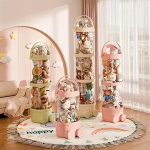 Multifunctional Transparent Doll & Plush Toy Storage Rack, Waterproof Round Toy Organizer, Perfect Home Organization Solution