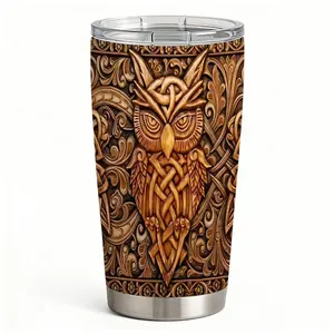 20oz Celtic Knot Owl Stainless Steel Tumbler， Tumbler with Lid Double Wall Vacuum Insulated Travel Mug， Coffee Cups With Lids