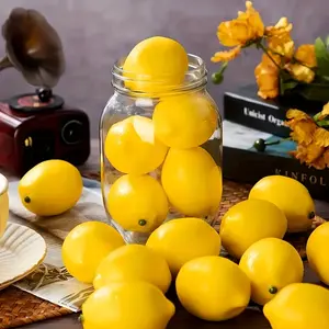 6/12pcs Artificial Lemon Fruits, 3-inch Simulation Yellow Lemons for Home Decoration, Fruit Plate Bowl Ornament, Kitchen Restaurant Table Cabinet Party Decor, Realistic Fake Lemons for Reunion and Special Occasions